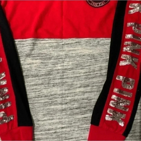 VS PINK RED COLORBLOCK BLING SHIRT/ LEGGINGS OUTFIT  S - Picture 7 of 13